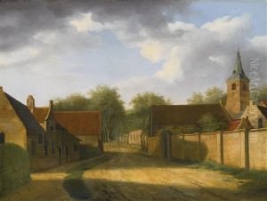 A Street In Rijnsburg With The Abbey Tower And The Old Walls Of The Begijnhof