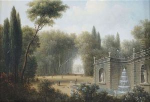 Parklandschaft Mit Groser Brunnenanlage