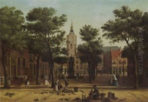 The Hague; The Grote Markt Seen From The Prinsegracht With The Boterwaag On The Left And The Grote Or St. Jacobskerk Beyond