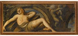 Allegorie Feminine Dans Un Trompe-l'oeil Architectural
