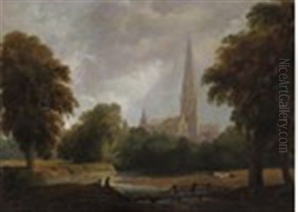 Salisbury Cathedral From The Meadows - view 1