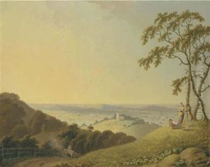 An Extensive Hilly Landscape With Figures In The Foreground
