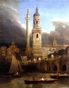 A View Of London Bridge And Monument From The South West