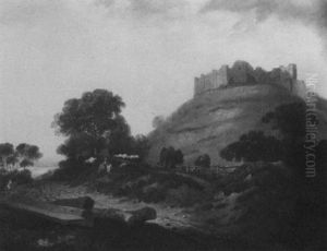 Landscape With A View Of Lincoln Castle With Lucy           Tower From The West