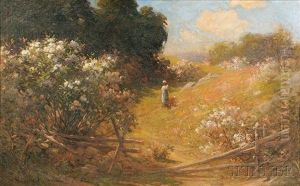 Mother And Child Picking Wildflowers by Herbert Cyrus Farnum
