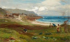 Drying The Nets, Sennen Cove, Cornwall by David Farquharson
