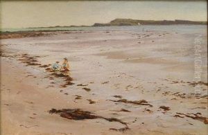 Two Children Playing On The Beach Two Children Playing On The Beach