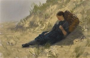 A Girl Resting On The Dunes by Joseph Farquharson