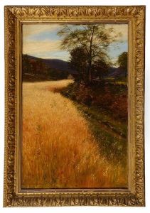 A Cornfield With Distant Cottage