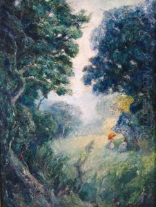 Brussels Park Scene by Alphonse Asselbergs