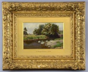 Ducks In And Near A Stream by Joseph Farquharson