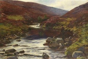 Fishing By The Stream by Joseph Farquharson