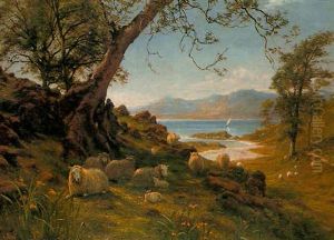 Sheep In A Glen, Springtime by Joseph Farquharson