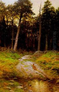 A Fox Stalking A Blackcock At Entrance To A Wood by Joseph Farquharson