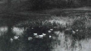Ducks In A Stream, Forest Of Birse by Joseph Farquharson