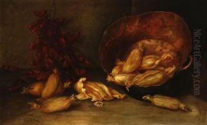 Still Life With Tamales And Chili Peppers by Ellen Frances Farr