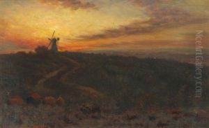 Sunset On The Surrey Hills by Thomas Charles Farrer