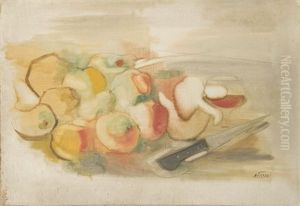 Nature Morte Aux Fruits Et Au Couteau by Alexandre Fasini
