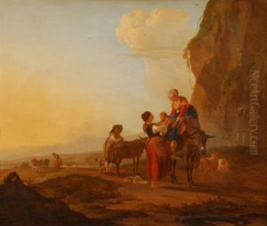 Paysage Italien Avec Scene Pastorale by Nicholas Henri Joseph Fassin