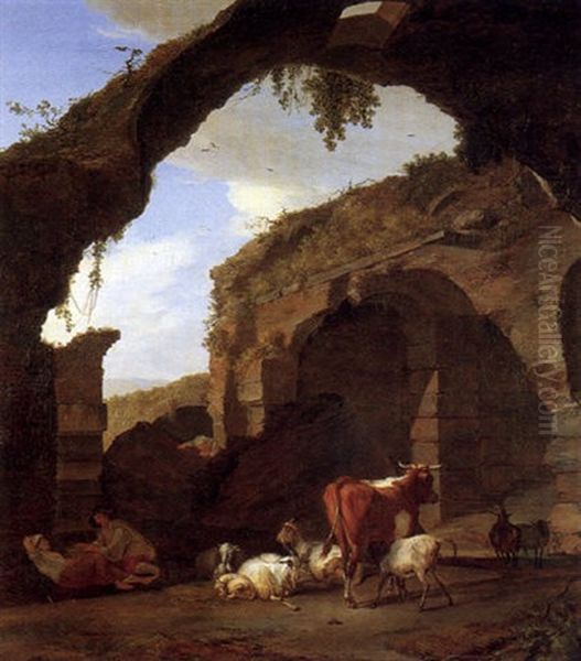 Bergers Gardant Leur Betail Dans Les Ruines Du Colisee - view 1