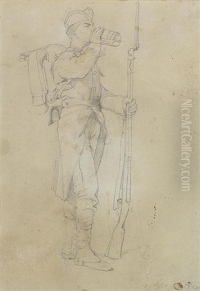 Soldiers In A Landscape; Soldier Drinking - view 1