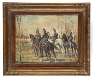Berittene Soldaten In Landschaft (teil Des Werkes Madonna Della Scoperta)