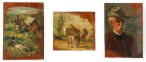 Soldiers, Portrait Of A Man, And Horses (3 Works)