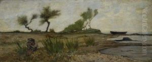 Marina Con Ragazzo Che Dorme by Giovanni Fattori