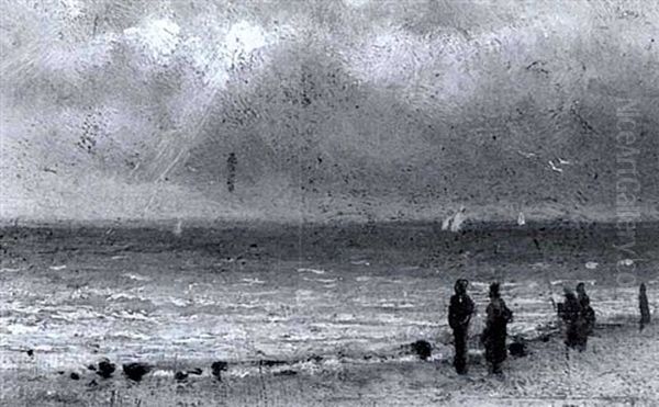 Meereskuste Mit Seglern Und Strandbesuchern - view 1