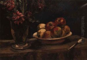 Nature Morte Aux Pommes Et Vase De Fleurs by Henri Le Fauconnier