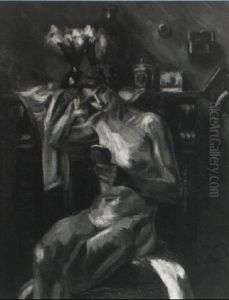 Zittend Naakt In Een Interieur by Henri Le Fauconnier