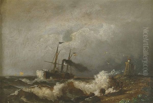 Marineschiff Des Deutschen Reichs Bei Rauer Brandung Auf Der See - view 1