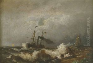Marineschiff Des Deutschen Reichs Bei Rauer Brandung Auf Der See