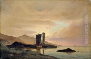 Segler An Der Abendlichen Kuste by Viggo Fauerholdt