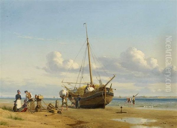 Beim Ausladen Des Schiffes Am Strand - view 1