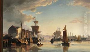 Udsigt Fra Dampskibsbroen I Qvaesthuusgaden Imod Toldboden - Tidlig Foraarsmorgen (early Morning In The Harbour Of Copenhagen) by Viggo Fauerholdt