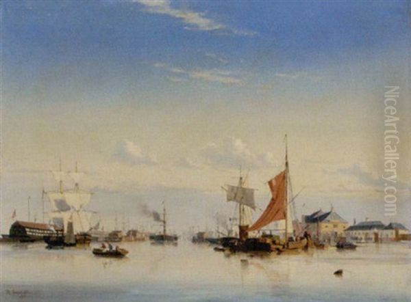 Nordische Hafenansicht Mit Segelschiffen - view 1