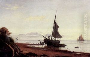 Kystparti Med Bade I Strandkanten Kystparti Med Bade I Strandkanten
