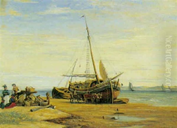 Parti Fra Fano Eller Mando Med Optrukke Bade Pa Stranden - view 1