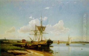 Marin Med Lastande Skepp Samt Segelbatar by Viggo Fauerholdt