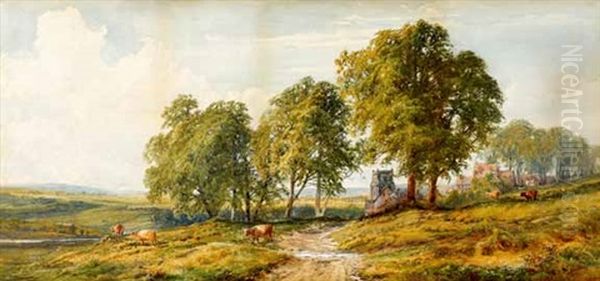 A By-way, Chashorn, Hants, With Cattle Near A Church - view 1