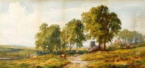 A By-way, Chashorn, Hants, With Cattle Near A Church A By-way, Chashorn, Hants, With Cattle Near A Church