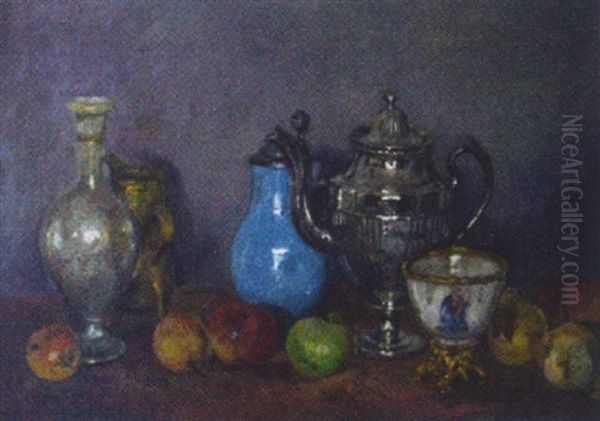 Stilleben Mit Silberkanne Und Fruchten - view 1