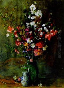 Fruhlingsstrauss In Einer Grunen Vase