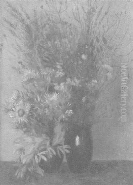 Zwei Vasen Mit Sommerblumen Und Disteln - view 1