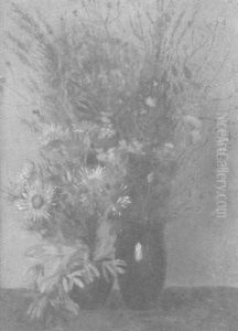 Zwei Vasen Mit Sommerblumen Und Disteln