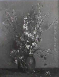 Bluhende Kirsch- Und Apfelzweige In Einer Vase by Amandus Faure