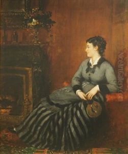 Jeune Femme Pres De La Cheminee by Eugene Faure