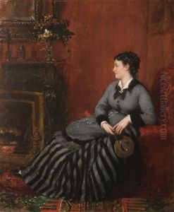 Portrait D'une Elegante Au Coin Du Feu by Eugene Faure