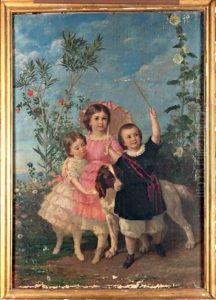 Enfants A L'epagneul by Eugene Faure